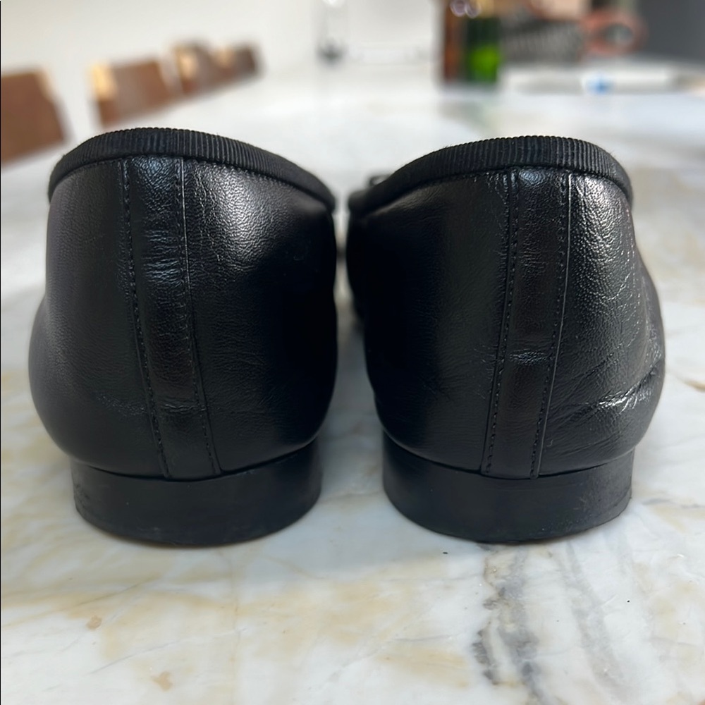 CHANEL Black Leather & Patent Cap-Toe Ballet Flats - Picture 4 of 11